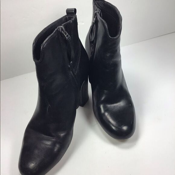 Lucca  Lane Ankle Boot Avra Black Leather Booties Biker 3" Block Heel Size 6.5 - Picture 1 of 10